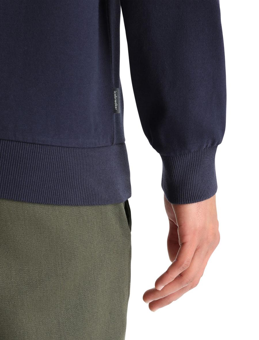 Midnight Navy Men's Icebreaker Merino Central II Long Sleeve Sweatshirt Hoodie | USA 1275GSOL